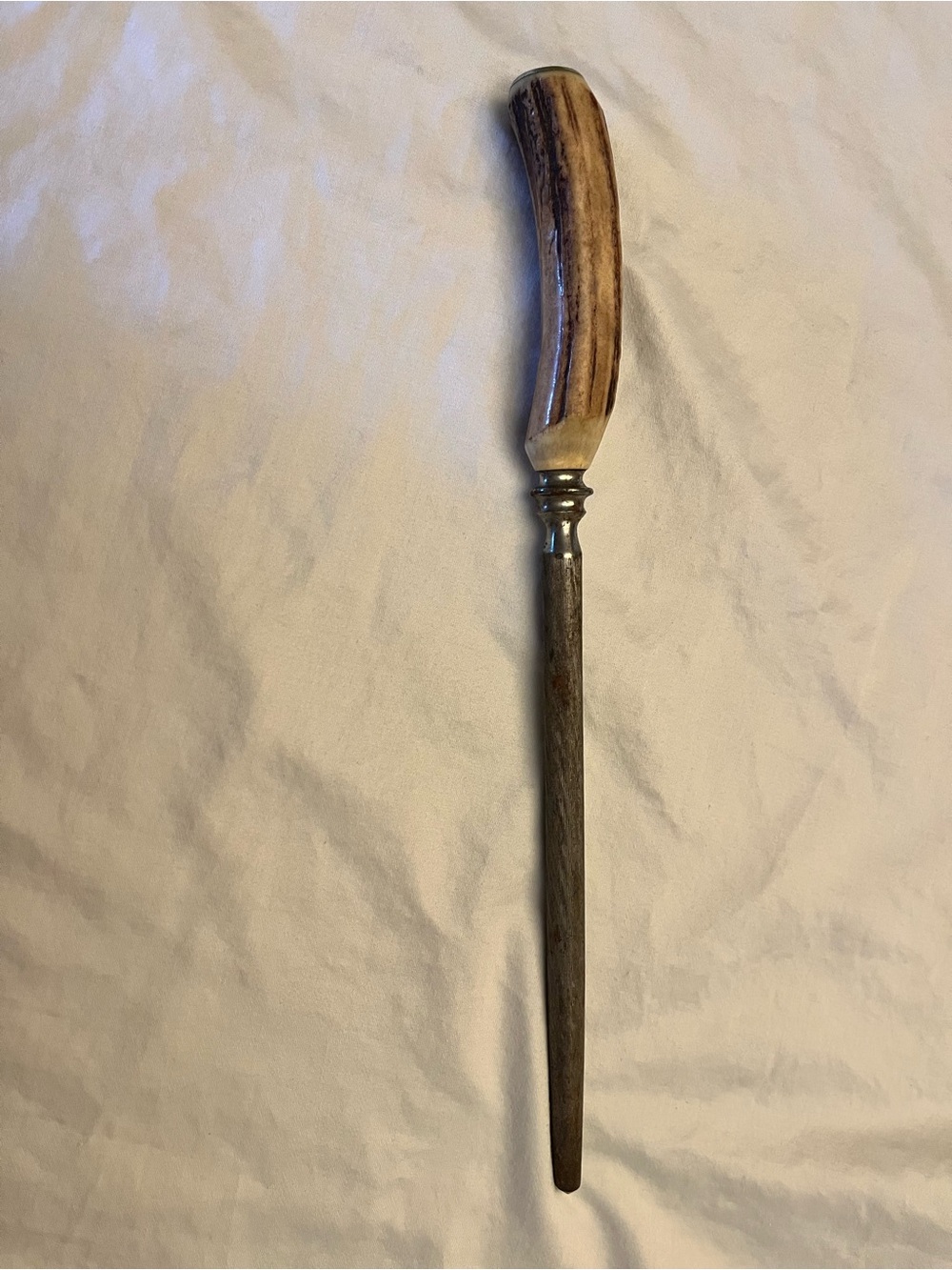 Vintage Stag Deer Horn Handled Honing Sharpening Rod - EKCO in Sheffield England